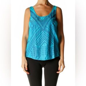 Lucky brand Silk Royal blue embroidered tank